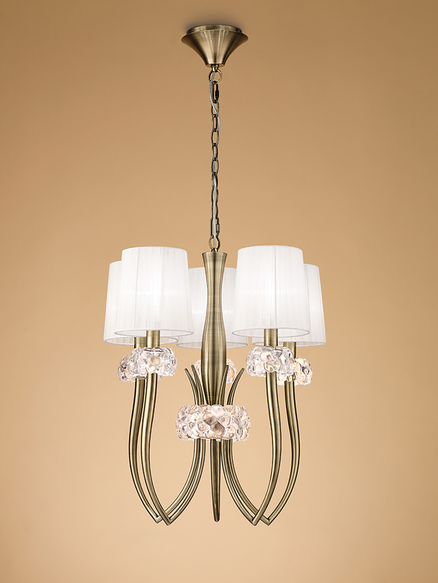 Loewe Antique Brass-White Ceiling Lights Mantra Multi Arm Fittings